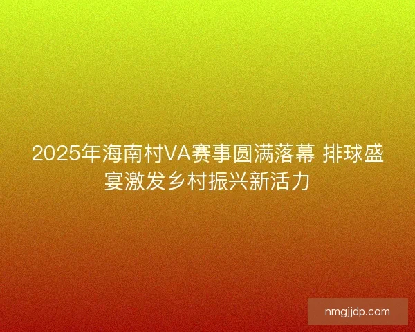 2025年海南村VA赛事圆满落幕 排球盛宴激发乡村振兴新活力