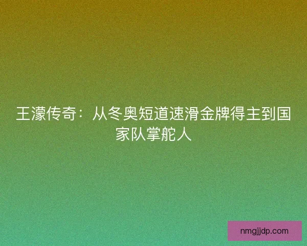 王濛传奇：从冬奥短道速滑金牌得主到国家队掌舵人