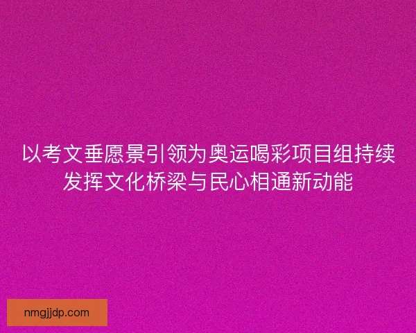 以考文垂愿景引领为奥运喝彩项目组持续发挥文化桥梁与民心相通新动能
