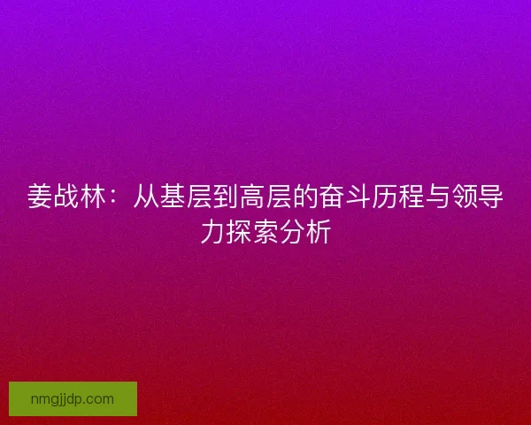 姜战林:从基层到高层的奋斗历程与领导力探索分析 姜战林:从基层到高层的奋斗历程与领导力探索分析